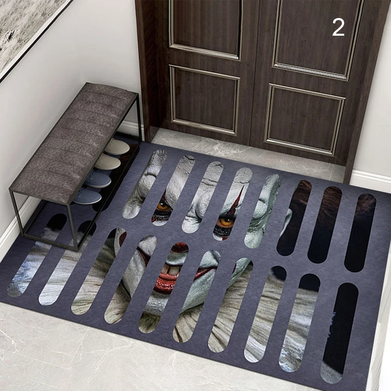 Manhole Cover Clown Carpet Multi-purpose Printed Door Mat Non-Slip Absorbent Pad For Kitchen Bedroom Bathroom