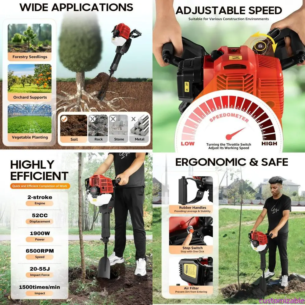 

Портативный 52CC газовый копач для сточных отверстий - 2-тактный ручной садовый сверлильный станок