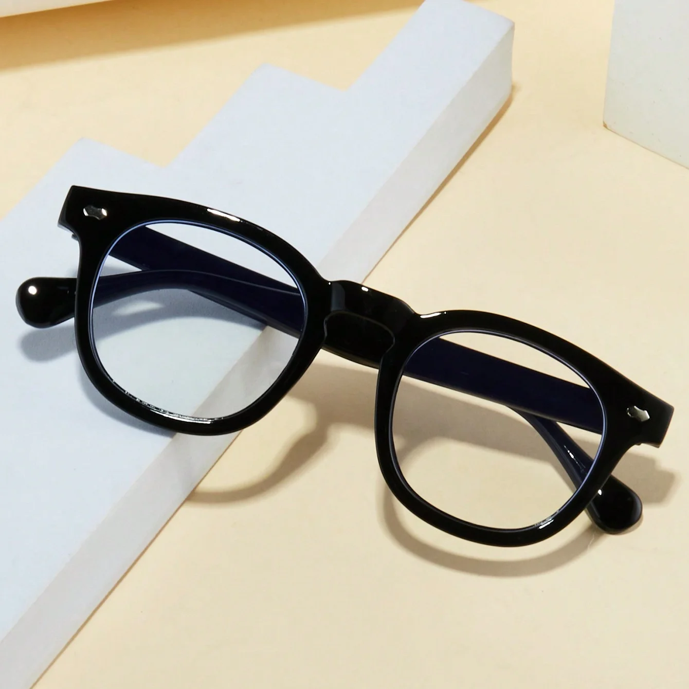 1 Stück Herren-Brille, schlicht, neuer Retro-Rundrahmen, ultraleichtes Reisnageldesign, trendige Dekoration, geeignet für den Internetgebrauch, Büro W