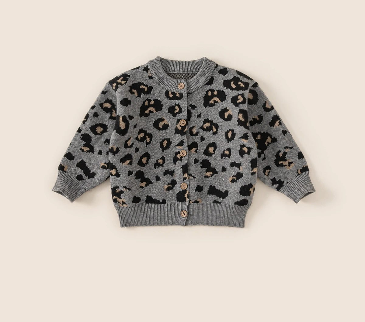 

Children's sweater autumn girls knitted cardigan medium children's leopard print jacket 2025 autumn and winter new