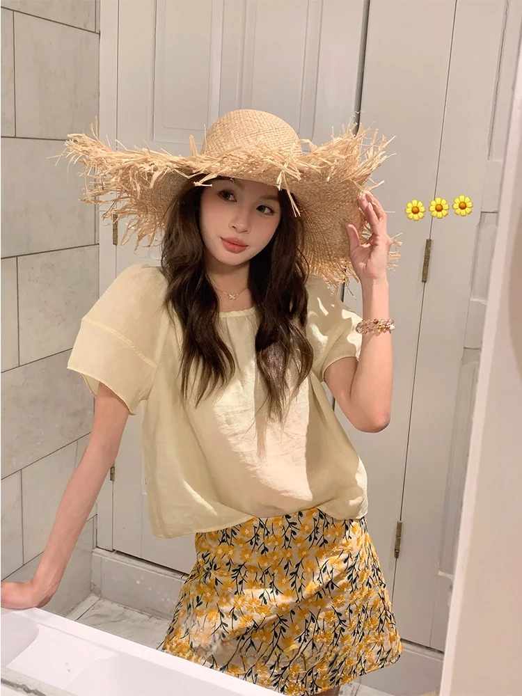 

Новая летняя женская свободная блузка из льна, утягивающая, нежного цвета, комфортная, дышащая, с эффектом похудения