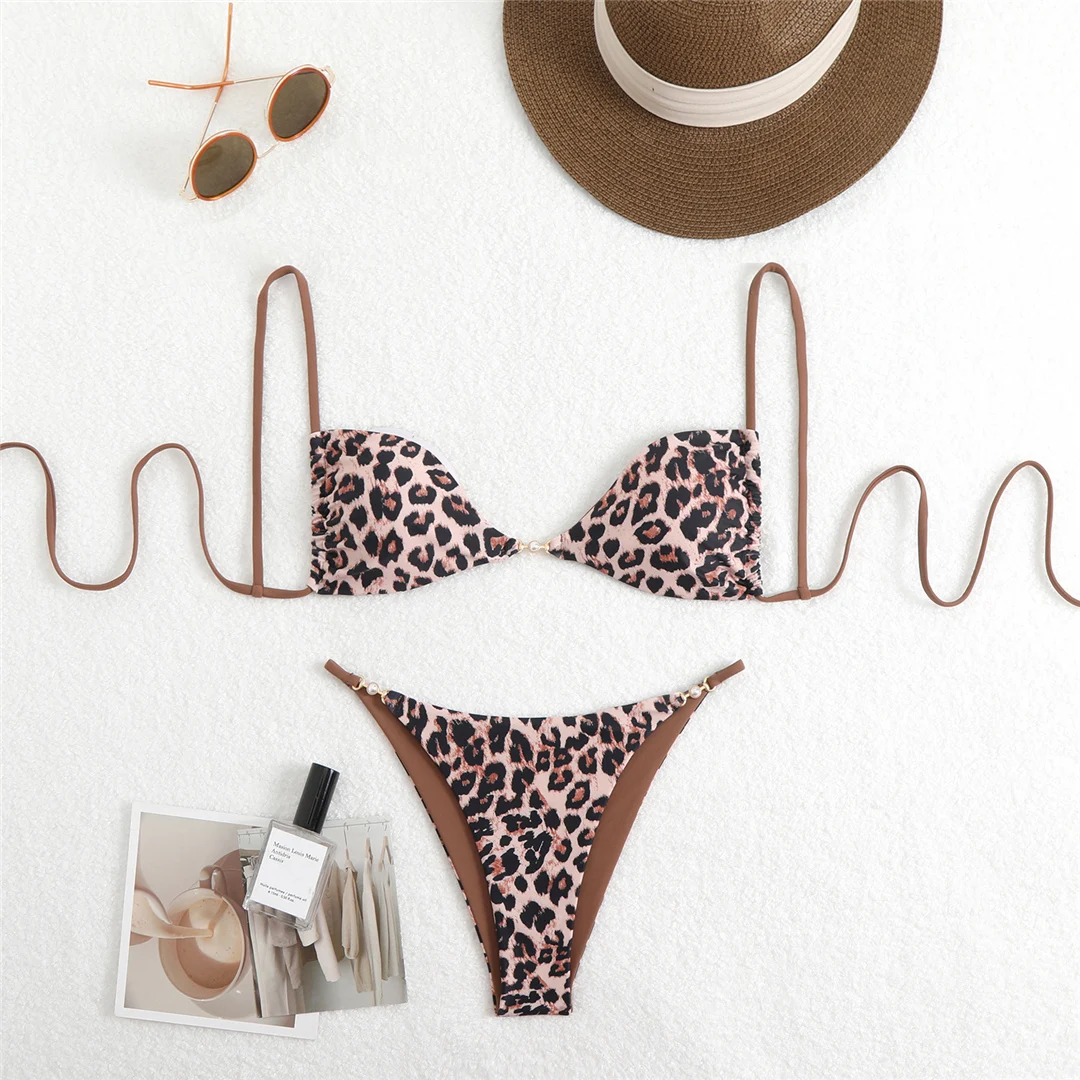 7 Farben Leoparden-Blumenmuster Bikini Damen Bademode Zweiteiliger Bikini Badeanzug Badebekleidung V6420 – Detail 14