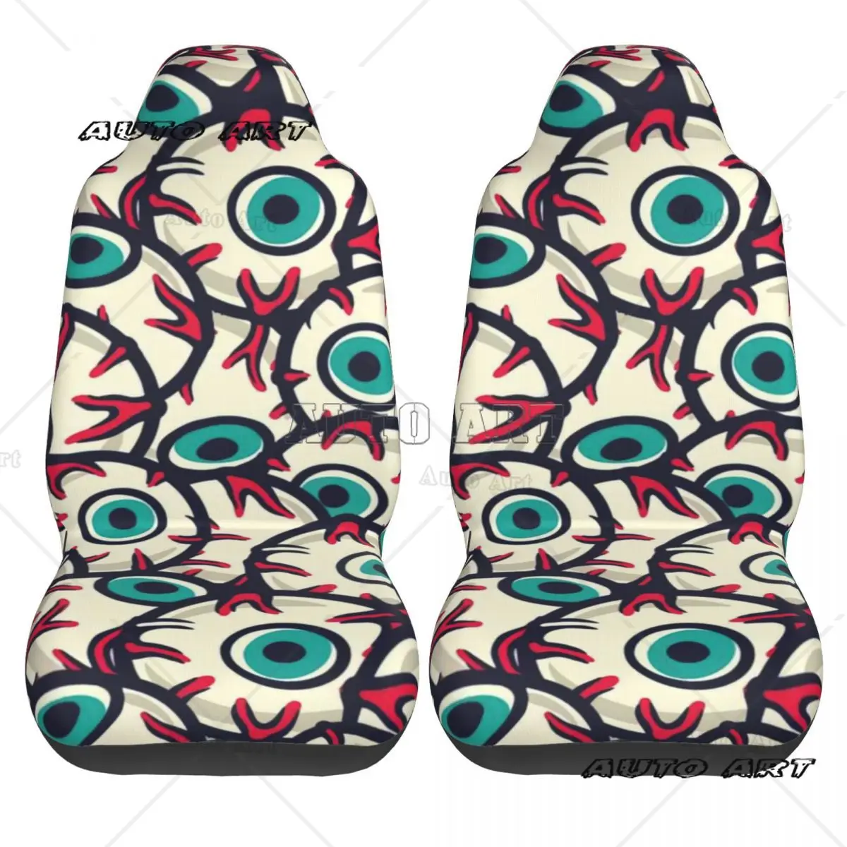 Horrible Eyes For Halloween Holiday Car Seat Cover Custom Printing Universal Front Protector Accessories Cushion Set