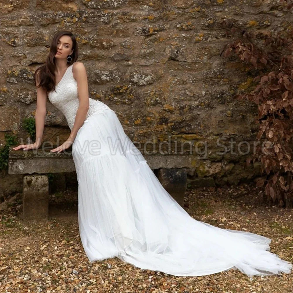 Vestido de casamento vintage, um ombro, sem mangas, sereia, até o chão, com apliques, tule, sexy, costas nuas, noiva, trem de varredura