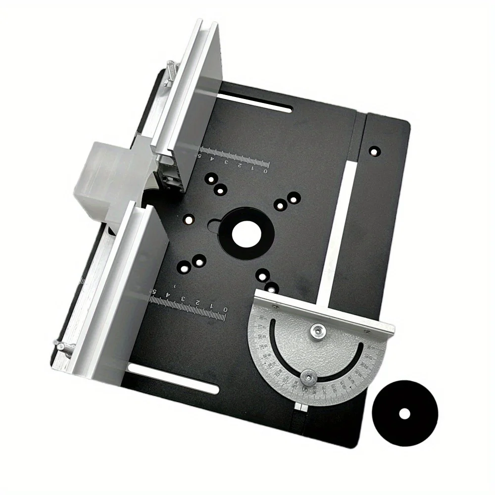 Woodworking Router Table Insert Plate, Aluminum Mounting Plate with Miter Slot Guide and Fixing Bracket for Trimming Machine