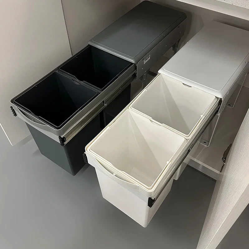 Embedded Trash Cans Large Capacity Cabinet Trash Bin Detachable Classification Garbage Bins With Handle Household Cleaning Tools