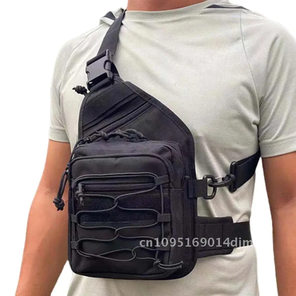 

Outdoor Tactical Small Chest Bag Portable Crossbody Shoulder Bag for Cycling Mountaineering Solid Color Oxford Cloth