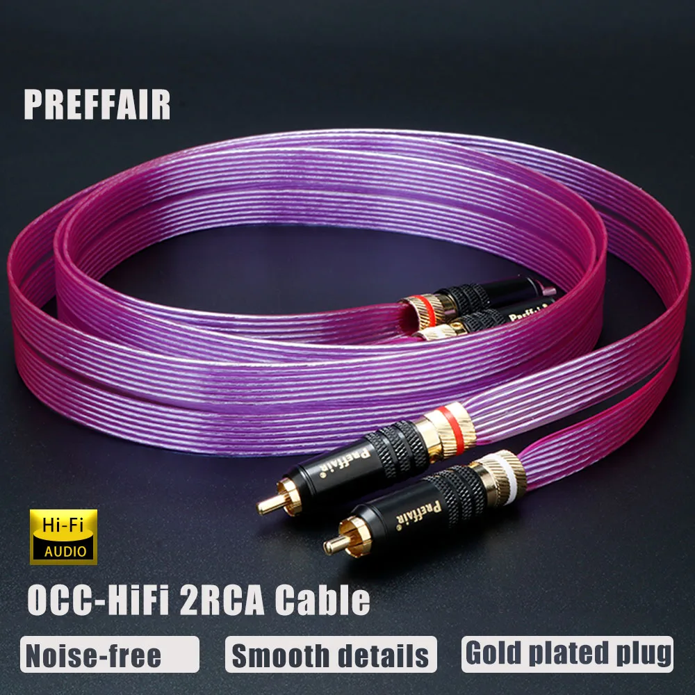 하이파이 RCA 케이블 14코어 RCA 오디오 케이블 하이엔드 6N OCC 구리 은도금 플랫 벨트 및 골드 도금 RCA 플러그 (앰프용)