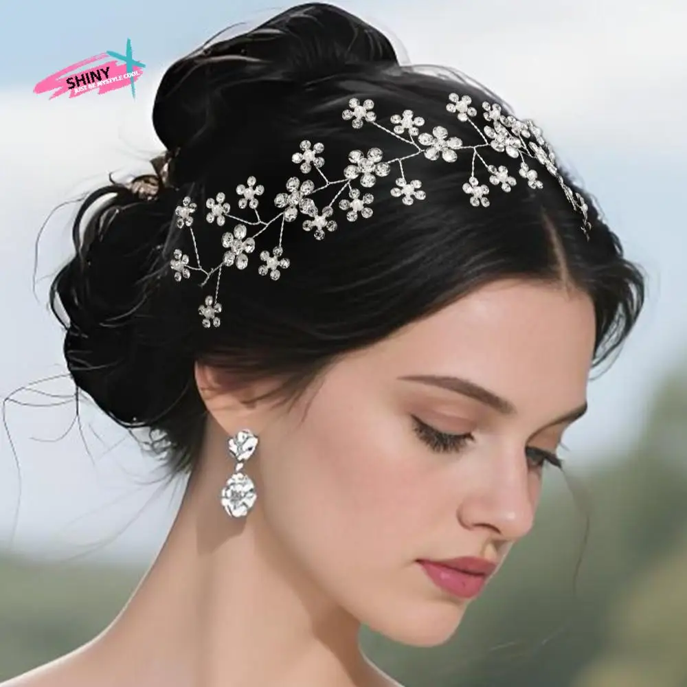 

Милый головной убор невесты со стразами, сверкающая повязка на голову с бисером для фотографий, ручная работа, свадебные аксессуары для волос во французском стиле, женские аксессуары