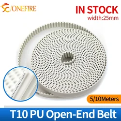 10Meters T10 timing belt T10-25mm pitch=10mm Width 25mm T10 open timing belt PU with steel core Metric trapezoidal