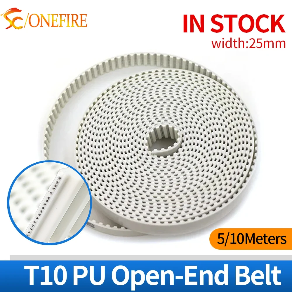 10Meters T10 timing belt T10-25mm pitch=10mm Width 25mm T10 open timing belt PU with steel core Metric trapezoidal