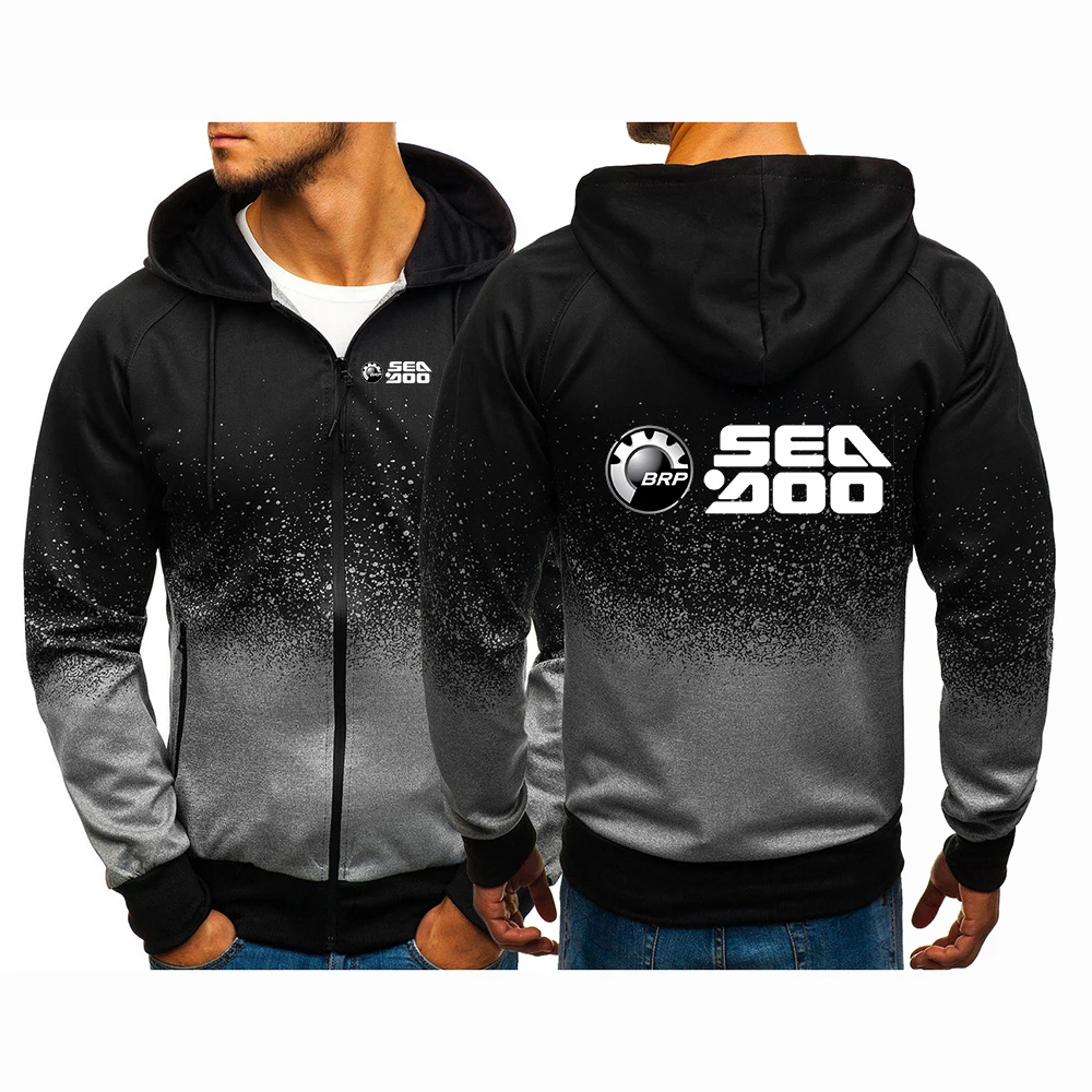 

BRP Sea Doo Seadoo Moto Logo Print 2026 Spring Autumn Men's Zip Up Cardigan Sweatshirt Hoodies Loose Gradient Pullovers Coat