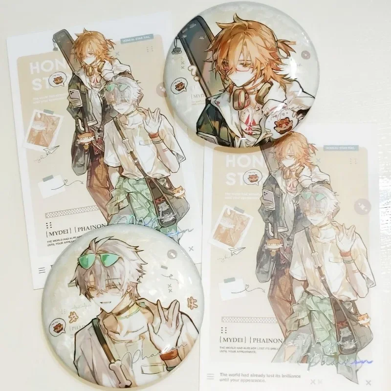 أنيمي هونكاي: ستار السكك الحديدية Phainon Mydei المعجنات الشيف المعادن بريق بروش شارة بدبوس مجوهرات اكسسوارات للملابس على ظهره هدية #2