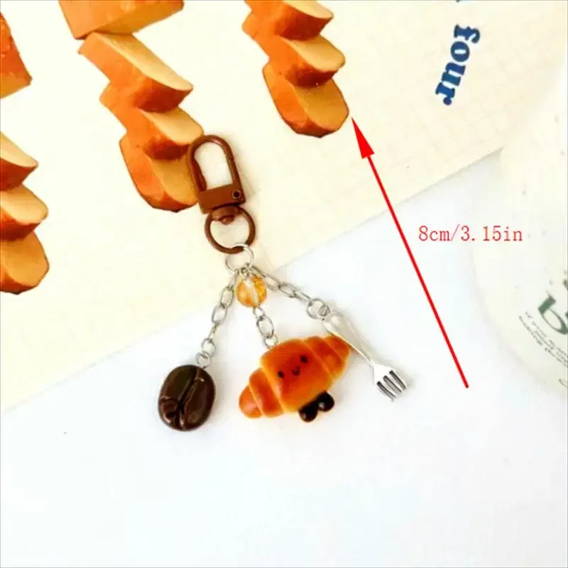 2 قطعة الإبداعية ويتي لاي الخبز الرغيف الفرنسي الكرواسون حقيبة سحر ظهره الحلي كيرينغ قلادة اكسسوارات هدية #6