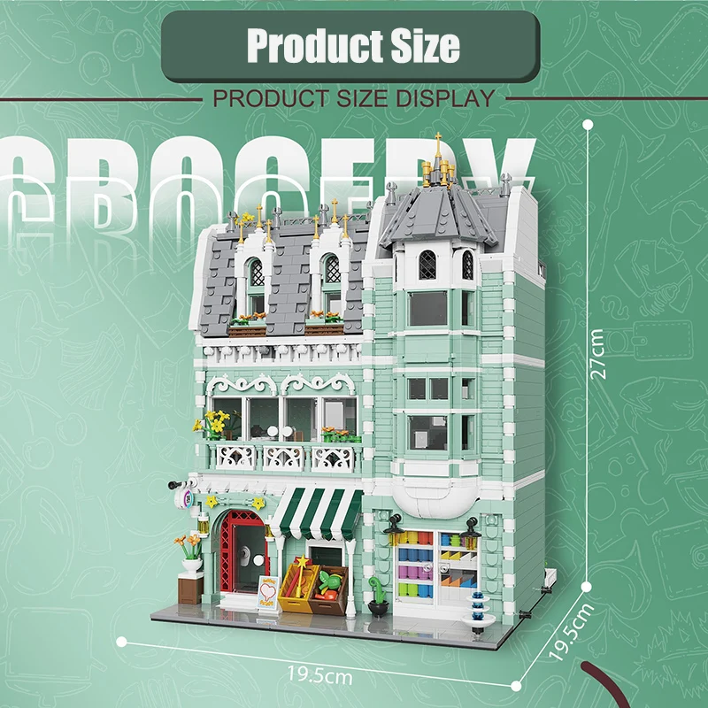 City Town Street View มุมร้านกาแฟร้านขายของชํา Building Blocks มินิอิฐ Bank สถาปัตยกรรมไฟของเล่นเด็กของขวัญ