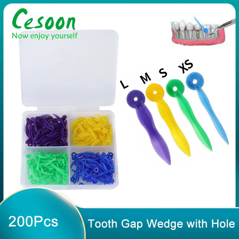 200Pc Dental Disposable Tooth Gap Wedges With End Circular Hole Medical Plastic 4 Sizes Oral Care Accessories Dentistry Lab Tool