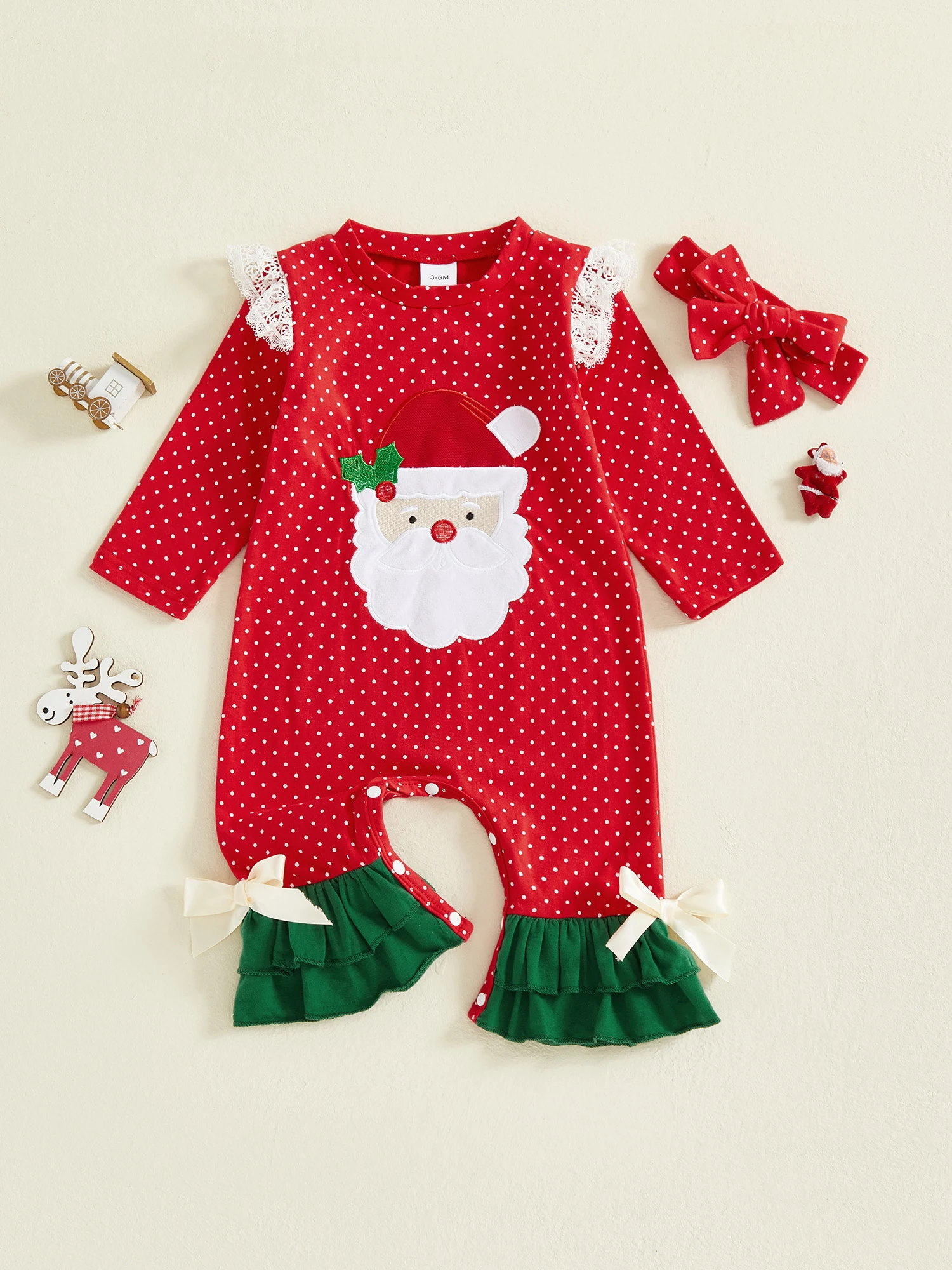 

Зимний наряд для маленьких девочек, очаровательный комбинезон с принтом оленей и подходящей повязкой на голову, праздничная праздничная одежда для маленьких девочек