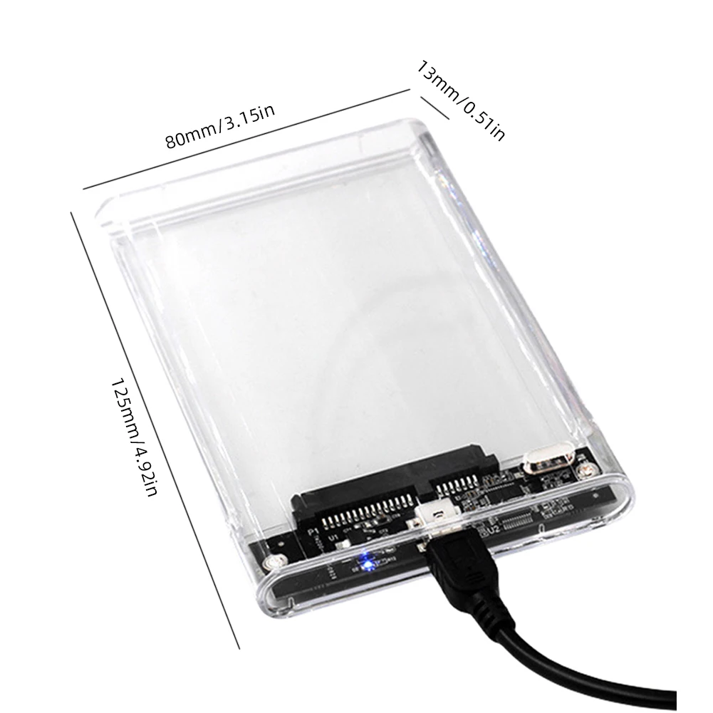 2.5 Inch HDD/SSD Case Transparent HDD SSD Enclosure USB 2.0 USB 3.0 Mobile Hard Drive Case USB3.1 Type C SATA for Laptop Tablet