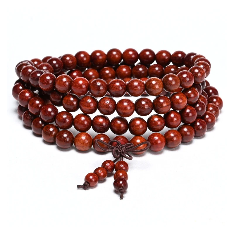 

Natural Sandalwood Wood Beaded Bracelet Men Women Prayer Meditation Mala 108 Beads 8mm 10 12mm Rosewood Elastic Strand Bracelets