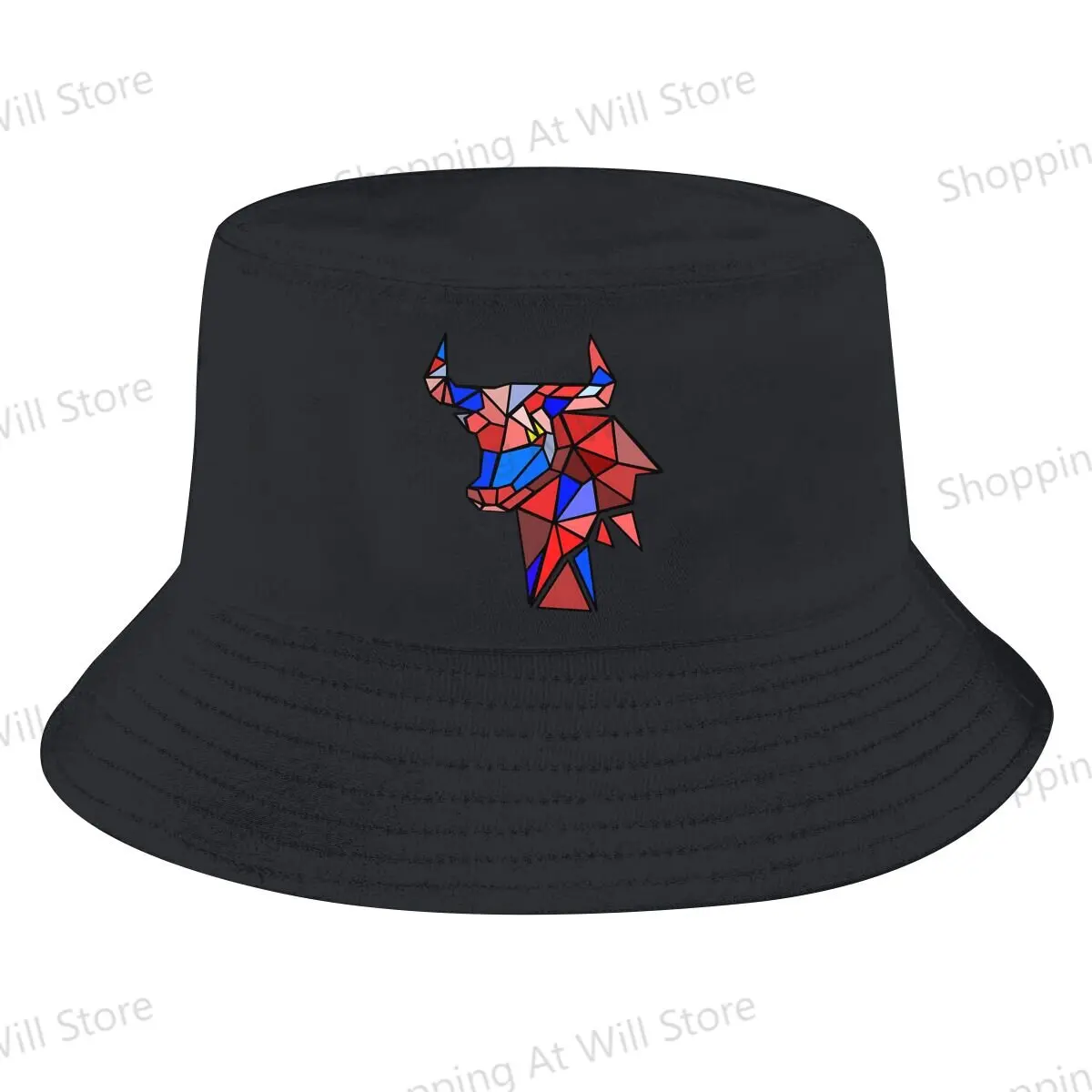 Geometric Bull Head Unisex bob Bucket Hats Men And Women Outdoor sports cap Creative Gift