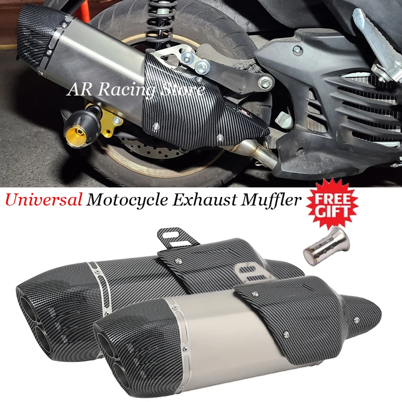 

51MM Universal Motorcycle Double Hole Exhaust Pipe Modified Escape GP Moto DB Killer Muffler For Z900 FZ6 N pcx125 z1000sx