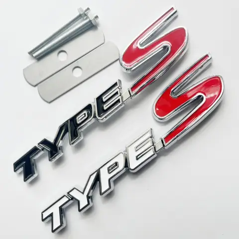3D Metal Type S Front Grill Car Emblem Rear Trunk Badge Sticker Decal For Honda Civic Types CRV HRV Accord Fit Accessories