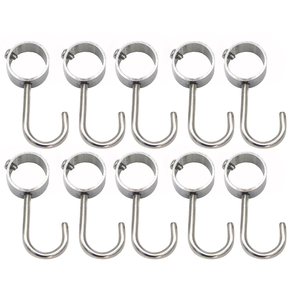 

10 Pcs Stainless Steel Hook Bathroom Hooks Wardrobe Hanging Rod Thickened Closet