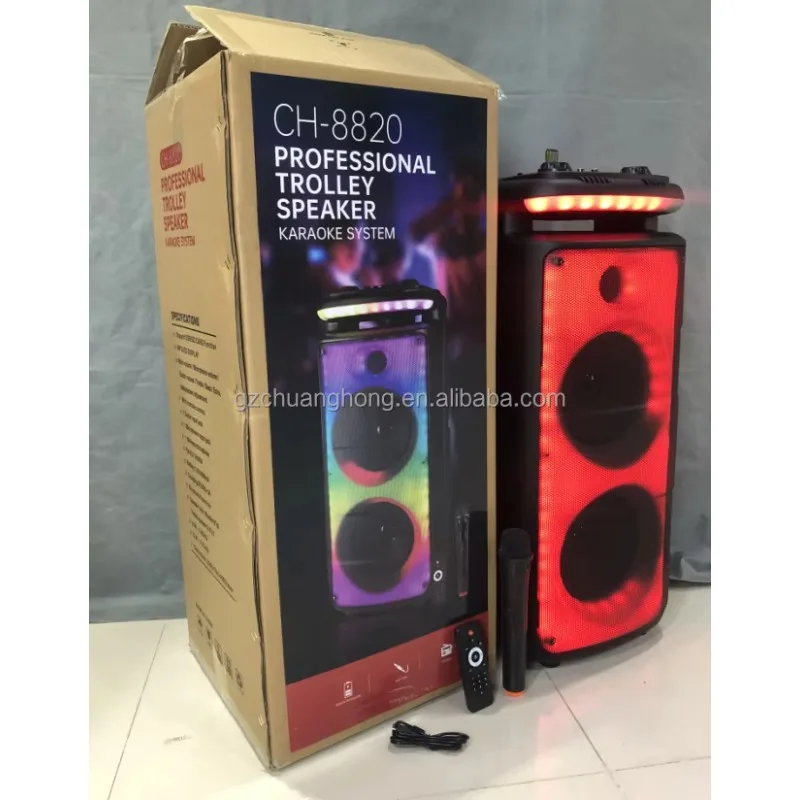 

2021 New Coming Avcrown Brand Surround BT Speakers 8*2 DJ Speaker 60W Party Speaker With Firelight