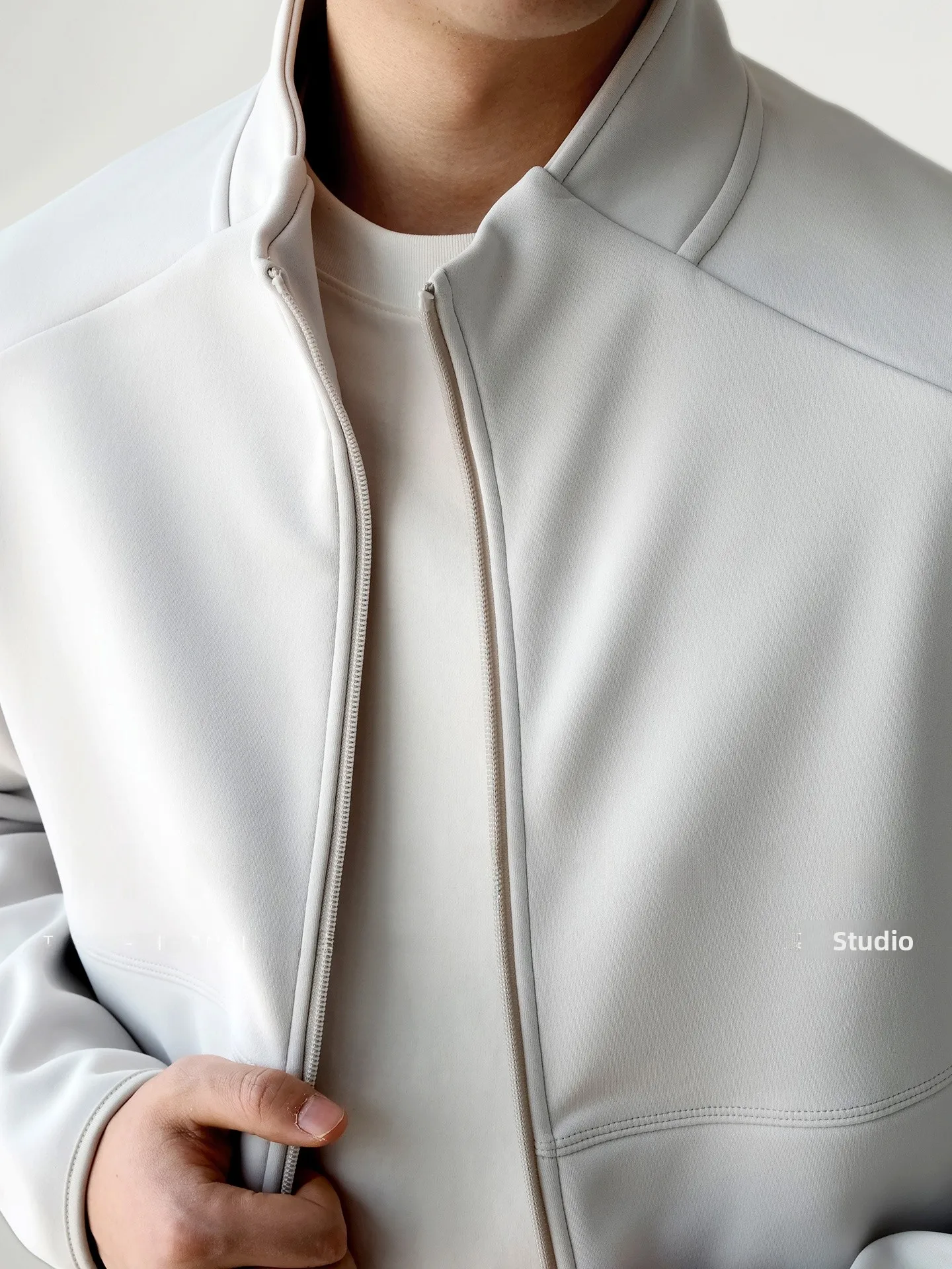 Casual Commuter Men's Jacket Deconstructed Shape Windproof Stand Collar Zipper Coat Autumn Fashion Urban Style Standard Fit