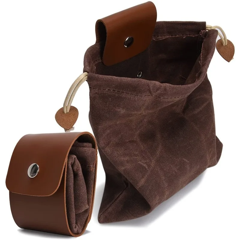

Medieval Renaissance Bushcraft Bag Leather Cover Buckle Foldable Heavy Duty Tool Pouch with Drawstring for Outdoors Camping Bags