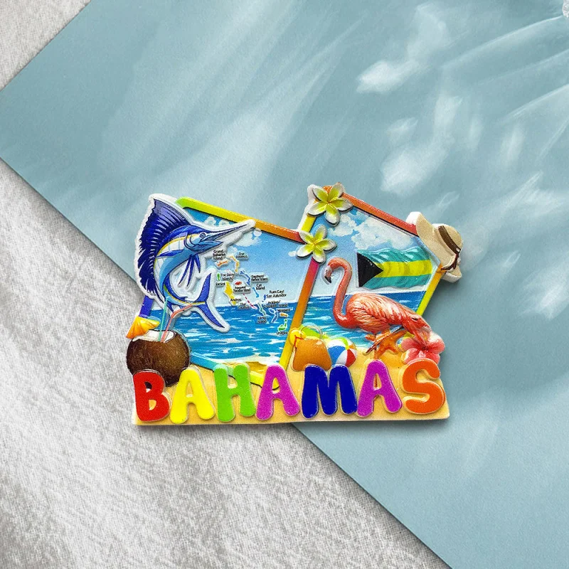 

Bahamas Personalized Creative Ocean Swordfish Flamingo Magnetic Fridge Magnet Travel Souvenir Home Decoration