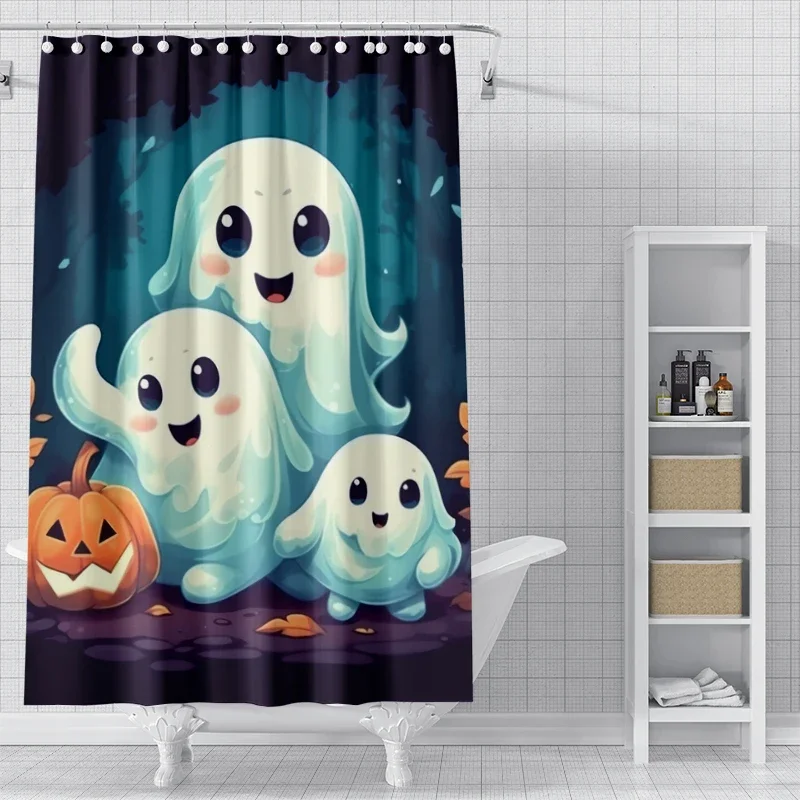 Home decoration shower curtains bathroom waterproof curtain fabric Modern Nordic Living Room happy Halloween Autumn Pumpkin