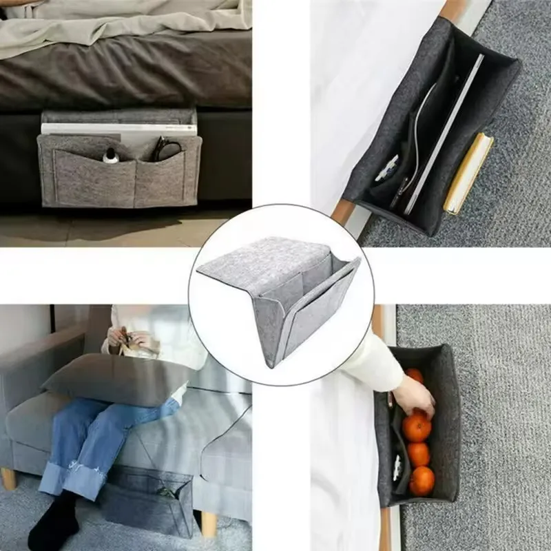 Felt Bedside Storage Organizer Anti-slip Bedside Bag Bed Sofa Side Hanging Couch Storage Remote Control Bed Holder Pockets