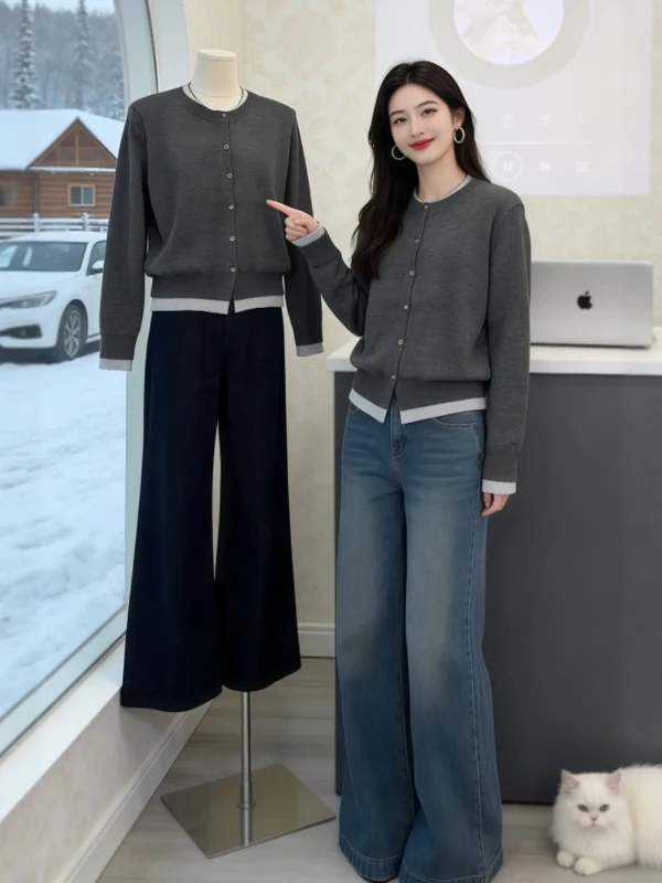 

Sli Knitted Open Cardigan Sweater Women's Autumn Winter plus Size Faionable Outerwear Big MM Warm Comfortable Top