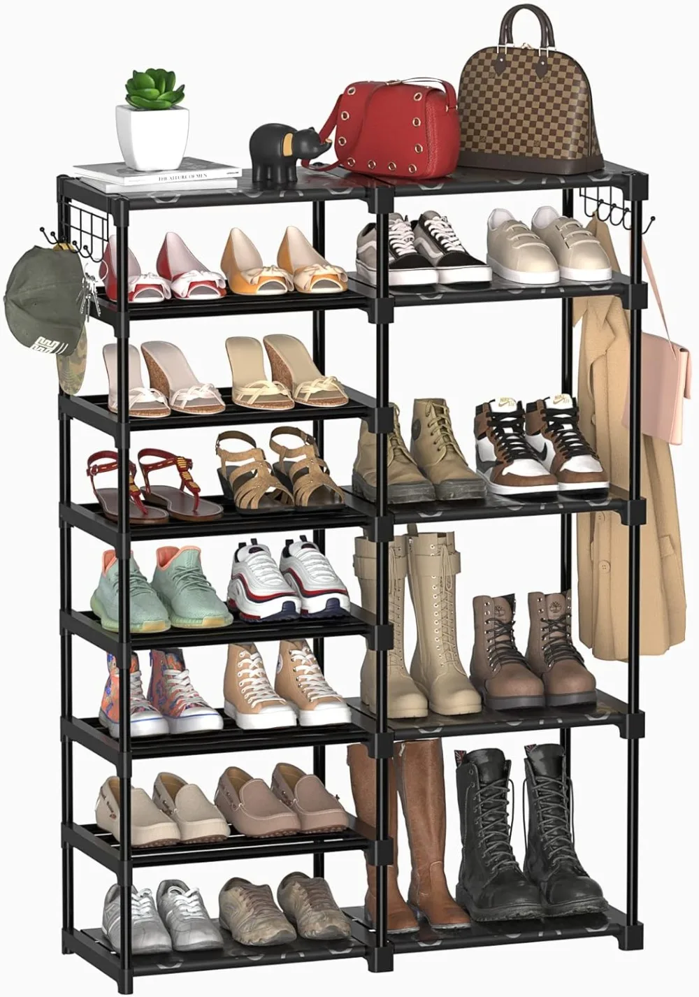 

TIMEBAL 8-Tier Shoe Rack Storage Organizer 25-28 Pairs Shoes and Boots Shelf Organizer, Removable & Dust Large Shoe Rack