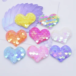 32Pcs Glitter Seaquins Heart Appliques for Handmade Birthday Cake Plugin DIY Clothes Hat Shoes Sewing Patches