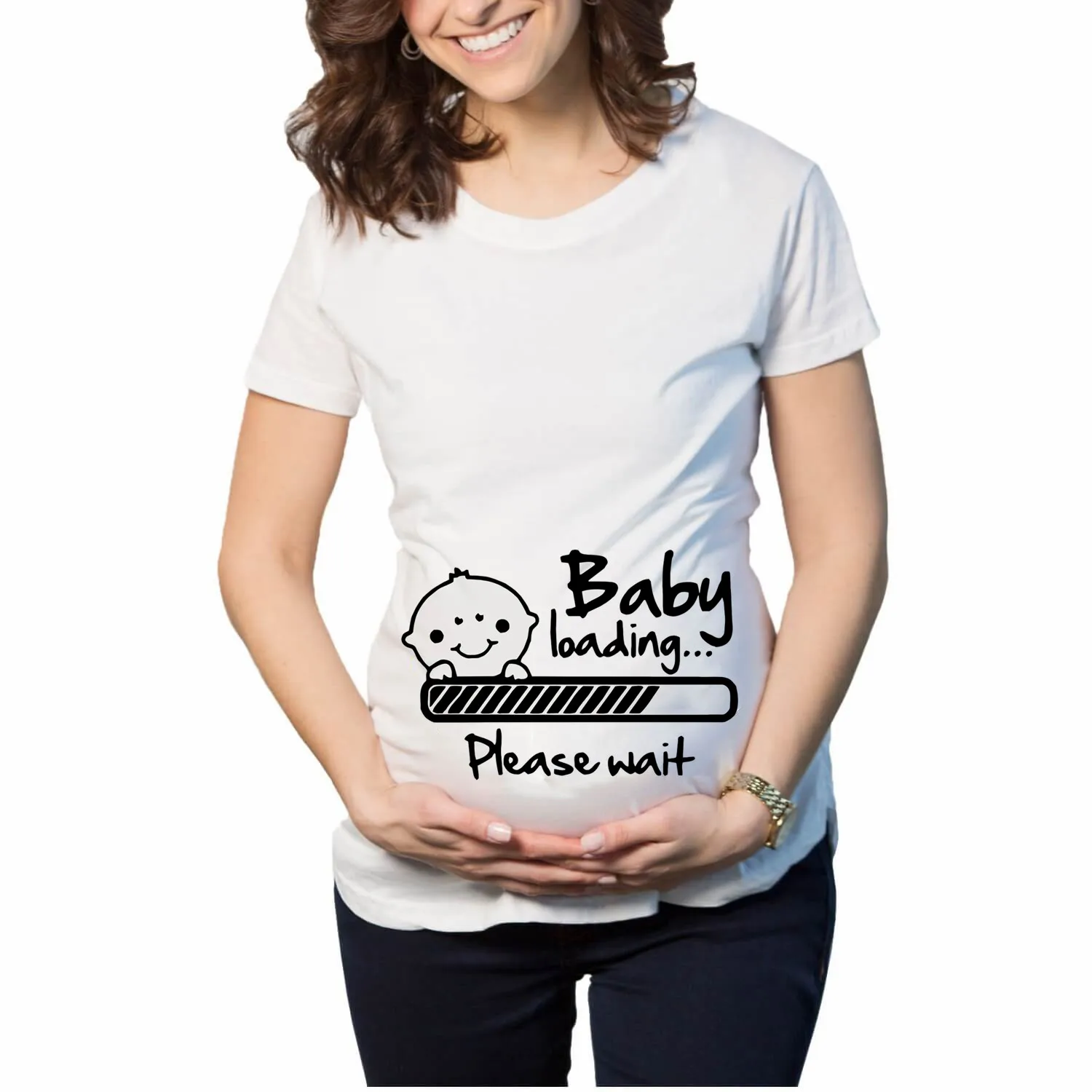 Summer Mom Clothes Baby Loading Women Pattern Printed Pregnant TShirt Maternity Camisetas Comfortable Breathable Pregnancy Shirt