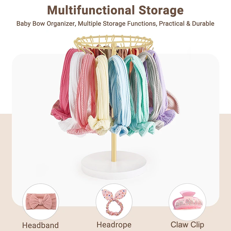 Headband Holder Organize Hair Bow Organizer For Girls With 30 Hooks Metal Baby Bow Holder For Girls