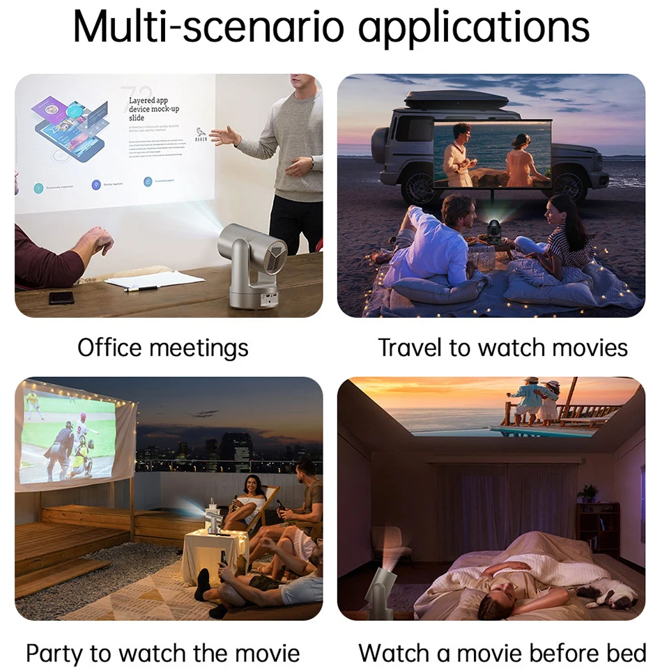 HY7 300ANSI 4K Portable Projector 1080P Support Auto Focus  Android Full HD Cinema Home Theater WiFi6 Outdoor Party Projectors