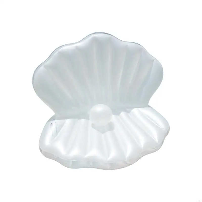 Inflatable Water Lounger PVC Shell Shaped Pool Float With Interactive Pearls Ball Perfect For Summer Enjoyment
