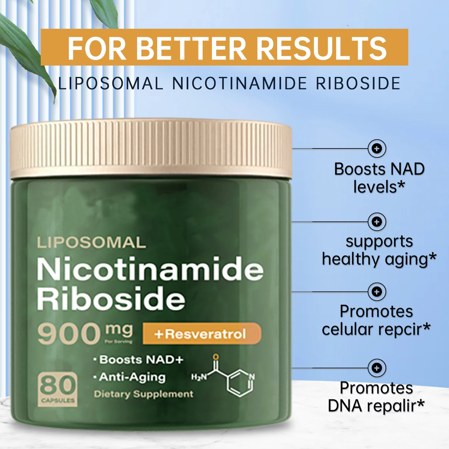 【BIYODE】NAD plus كبسولات لمكملات صحة البشرة للبالغين، حزمة مكملات فيتامين النسيل والتغذية للرجال والنساء