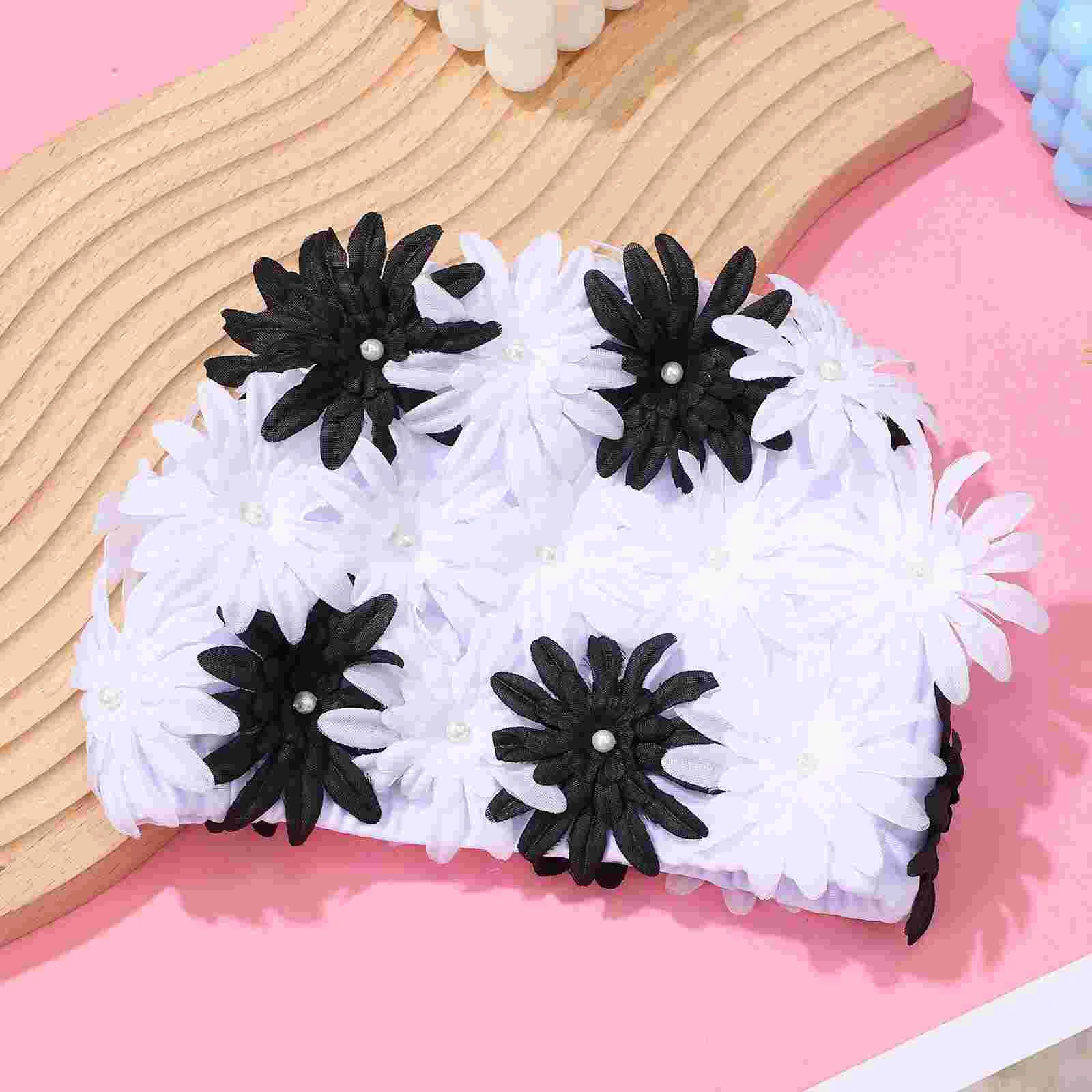 Ear Swim Cap Pearl Flower Swimming Caps for Men Ladies High Quality Adults Women's Girls