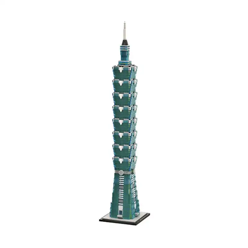 Modern Architecture Taipei 101 Building Block City Famous Tower Model Technology Bricks Desktop Ornament Kid's Puzzle Toys Gifts