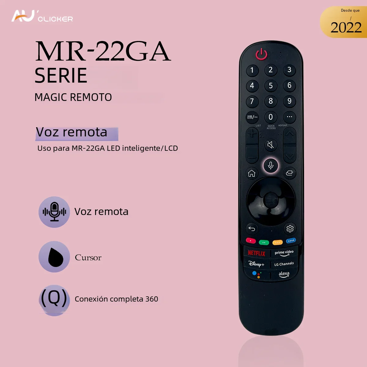 AN-MR22GA AKB 76039902 Mando a distancia Magic TV de repuesto con micrófono para OLED65C2PUB 65 C2 Series 4K Smart OLED TV (2022)