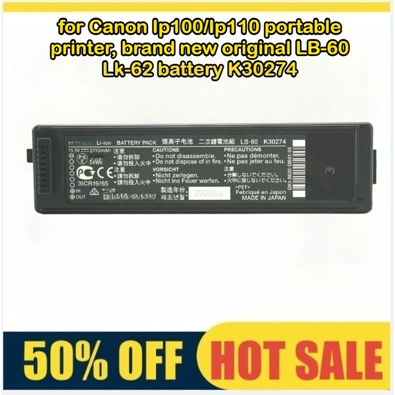 

Подходит для портативного принтера Canon Ip100/Ip110, новый оригинальный аккумулятор LB-60 Lk-62 K30274
