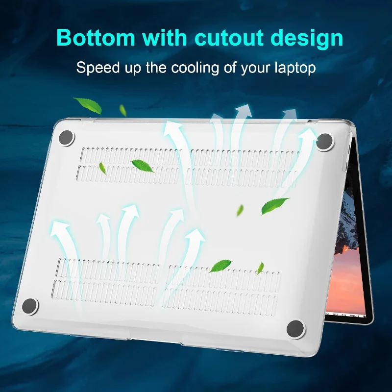 متوافق مع MacBook Air 13 2022-2025 M4 A3240/M3 A3113/M2 A2681، غلاف بلاستيكي صلب وقماش شاشة، شفاف كريستالي #4