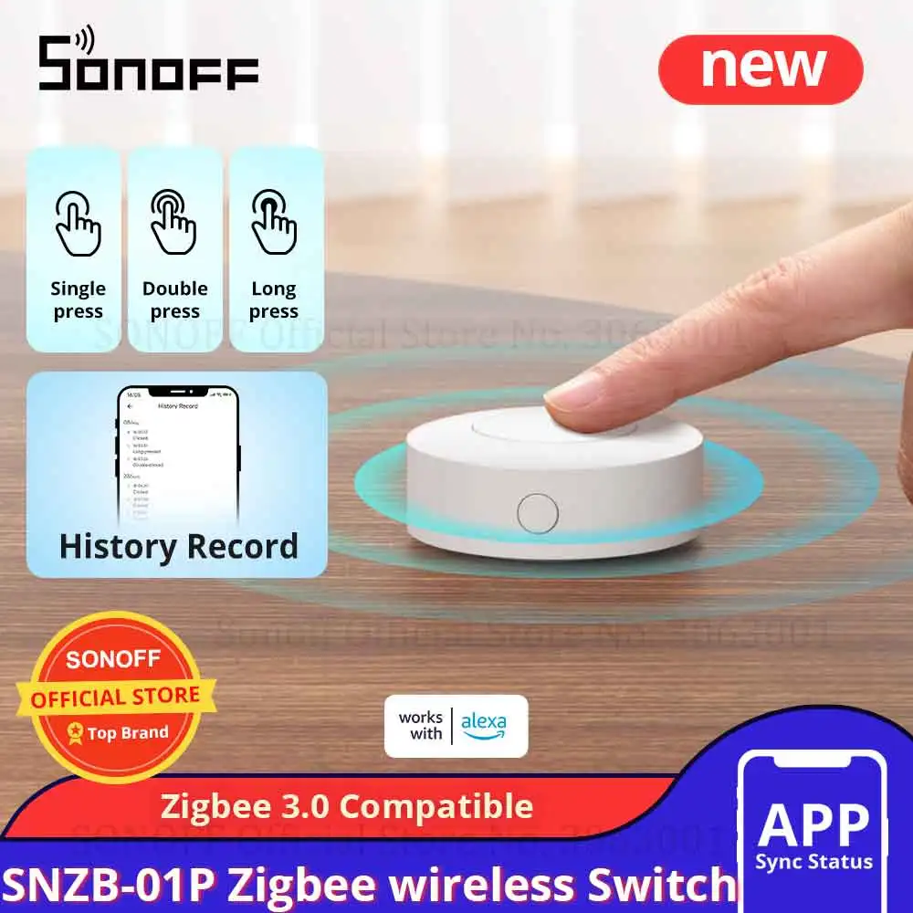 SONOFF SNZB-01P Zigbee Wireless Switch Custom Button Action Smart Scene Support NSPanel Pro, ZB Bridge Pro, and ZBDongle-E.