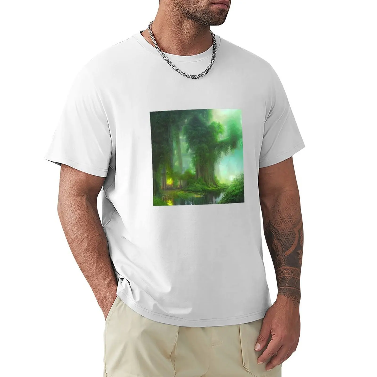 Green Forest Green Plants T-Shirt aesthetic clothes Short sleeve tee oversized men clothes