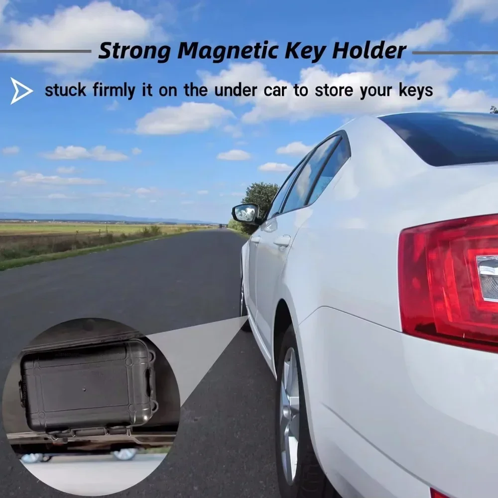 1Pcs Upgraded Magnetic Key Holder Waterproof Rustproof under Car Hide Box Multifunctional Key Hider for Spare Key