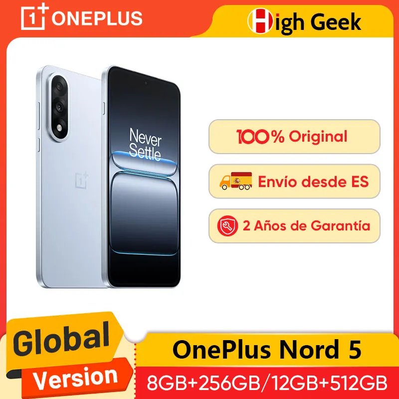 Versión global del smartphone OnePlus Nord 5 5G Snapdragon 8s Gen 3 Pantalla AMOLED de 6,83 pulgadas y 144 Hz Cámara… — oferta en AliExpress